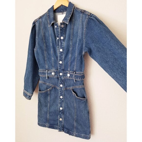 Mother Superior Women's S The Batwing Cinch Waist Mini Denim Dress Beer Me $525 - Picture 11 of 16